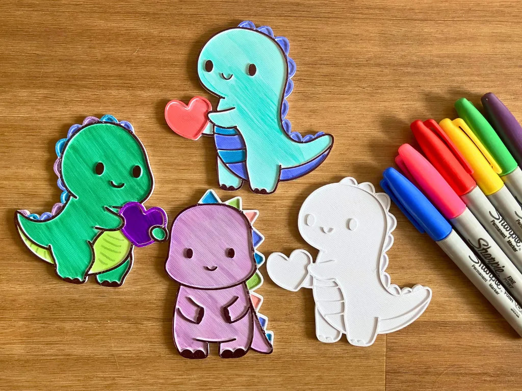 Nouvel ensemble de coloriage de dinosaures adorables - Maquette Print