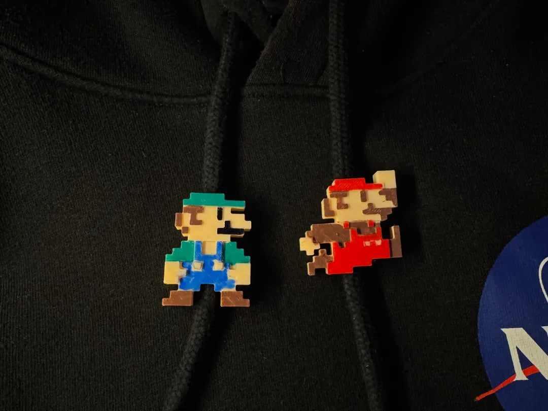 Perles à cordon Mario & Luigi 8 bits - Geek Print