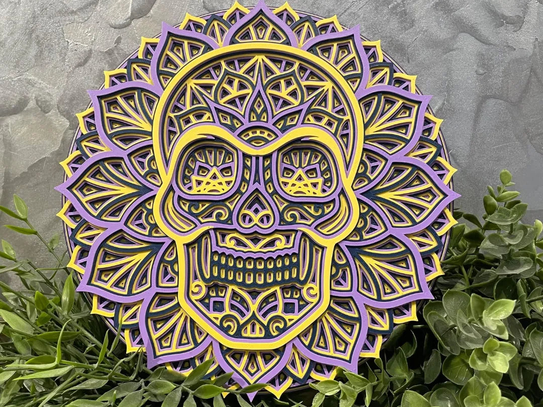 Mandala crâne multicouche personnalisable - Art Print