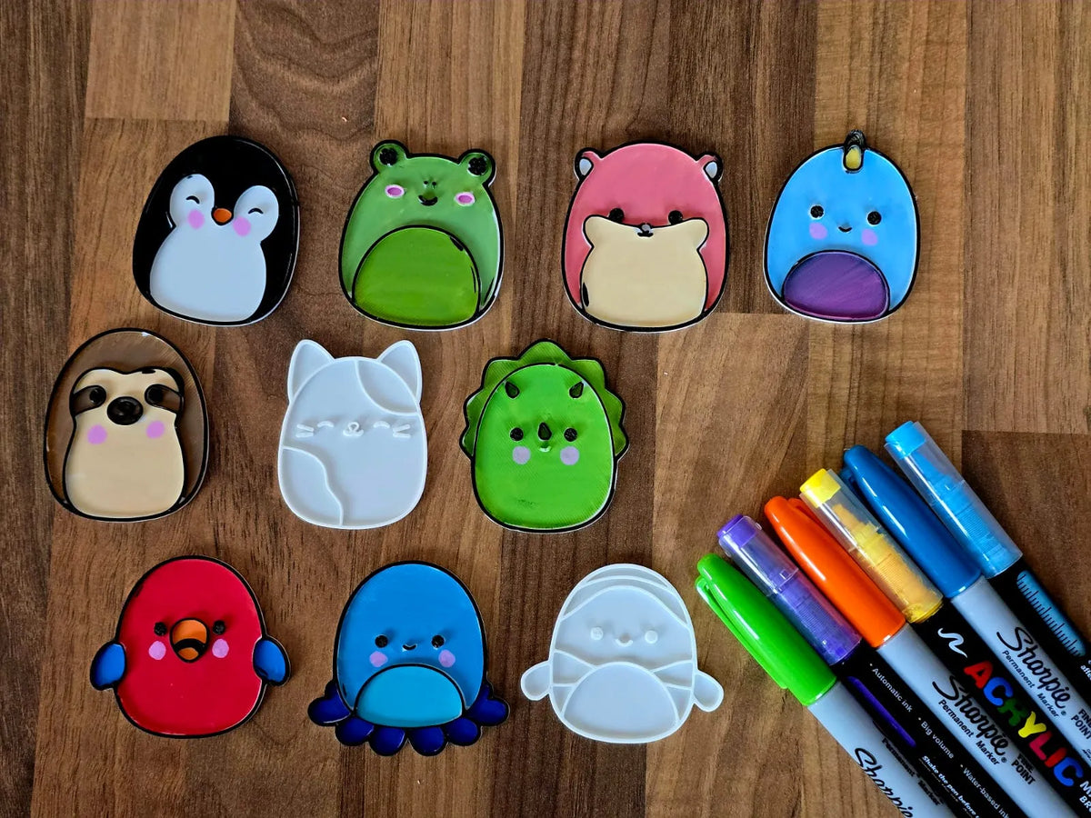 Peluches Squishmallows Pack 1 Animaux Mignons à Colorier - Geek Print