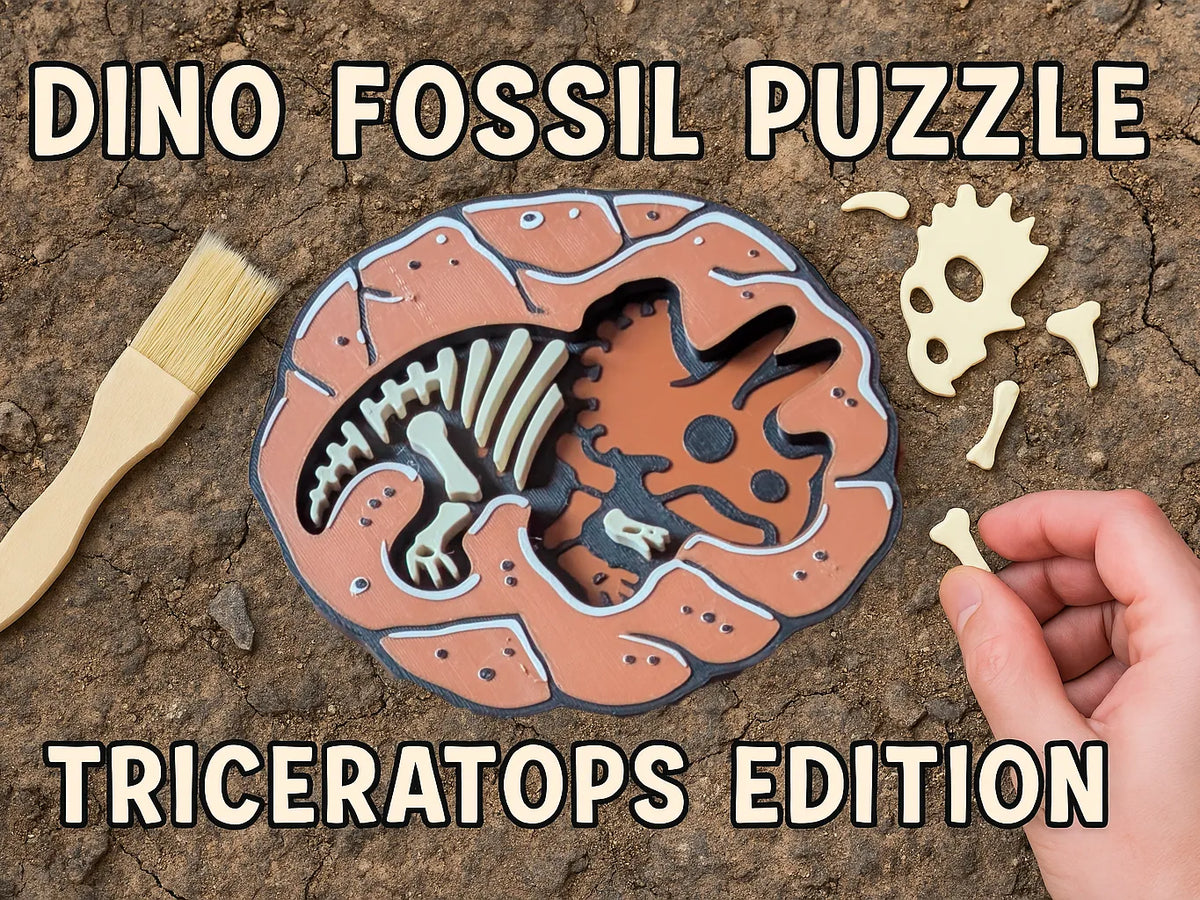 Puzzle fossile de dinosaure Tricératops - Maquette Print