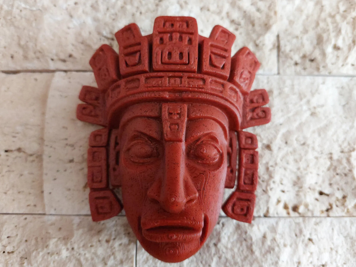 Masque de pierre maya - Sculpture de temple antique - Maquette Print