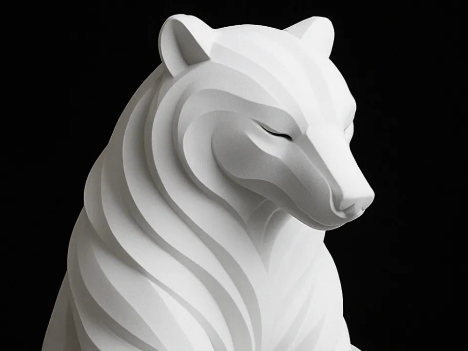 Sculpture d'ours géométrique stylisée - Art Print