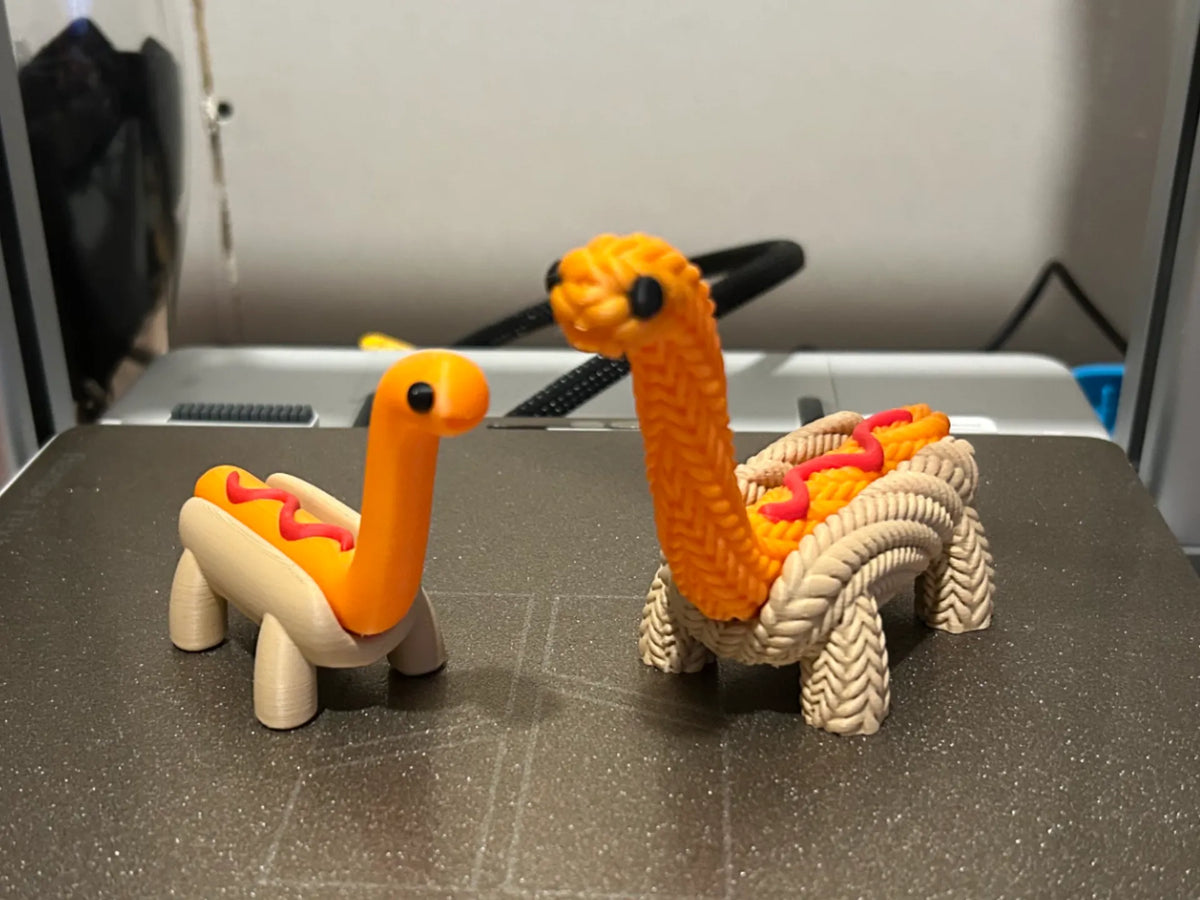 Adorable dinosaure hot-dog - Texture tricotée - Geek Print