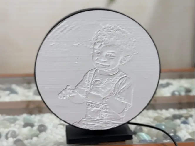 Cadre lithophane rond avec support - Lumière Print