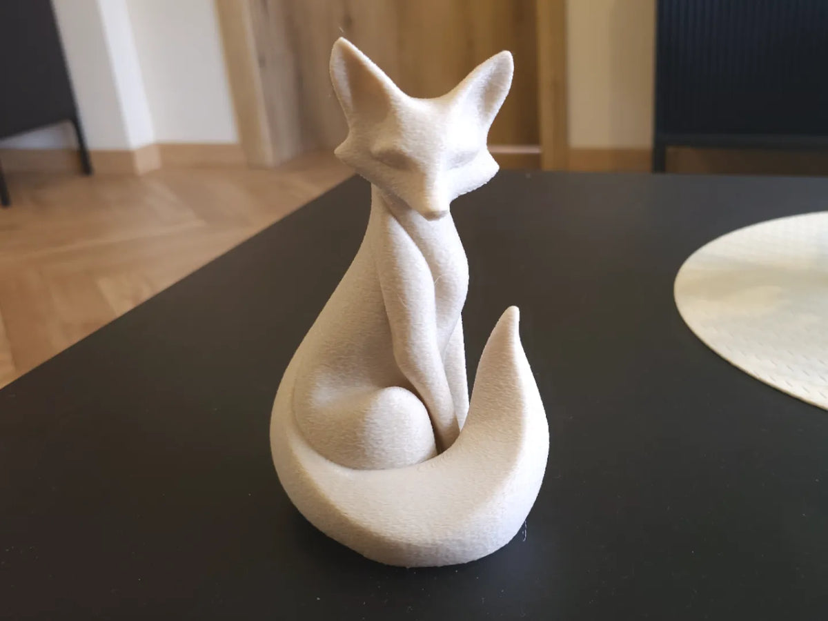 Statuette de Renard – Style Minimaliste à Poil Fou Doux - Figurine Print