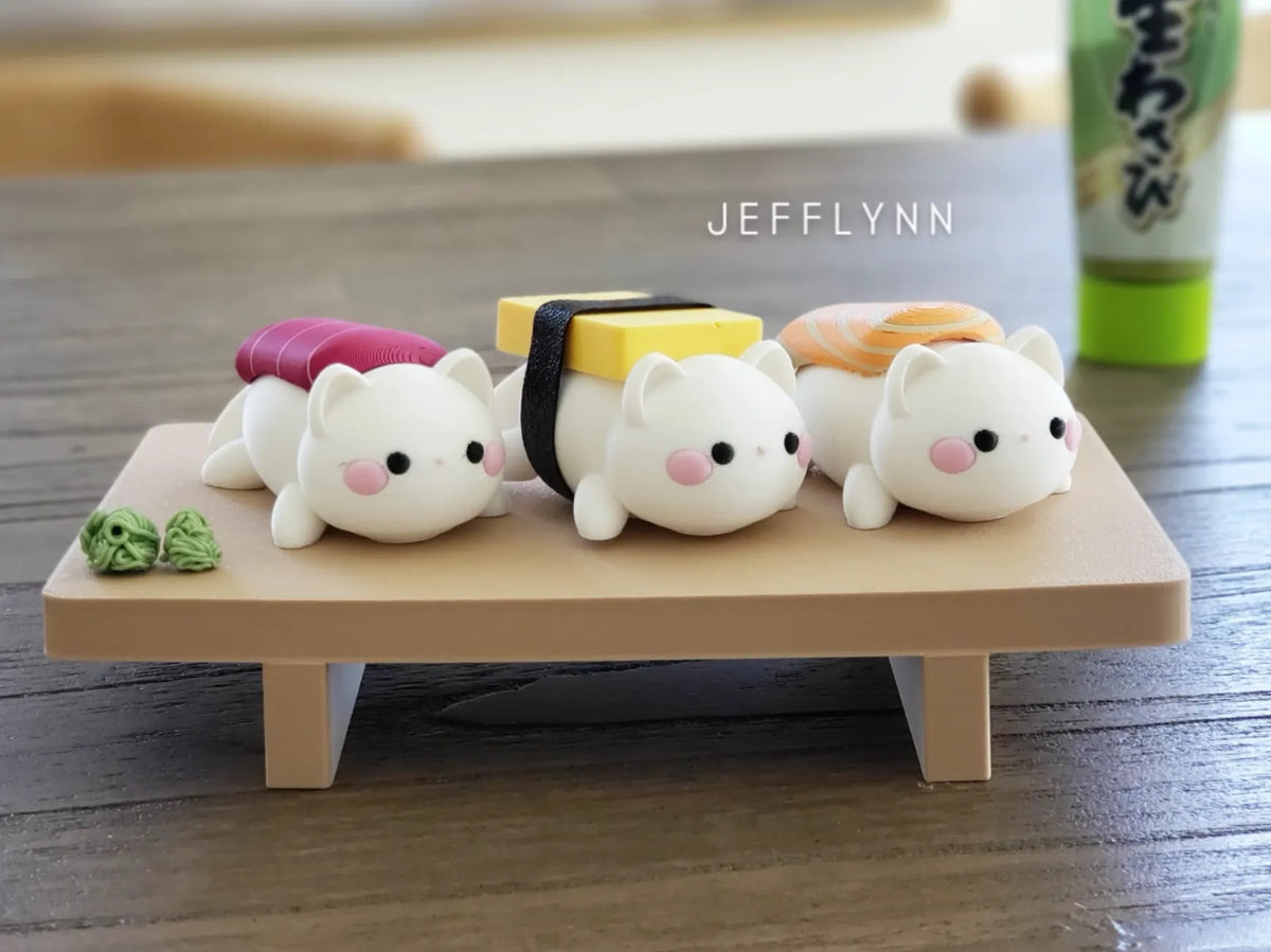 Chat sushi / chaton (assiette incluse) - Figurine Print