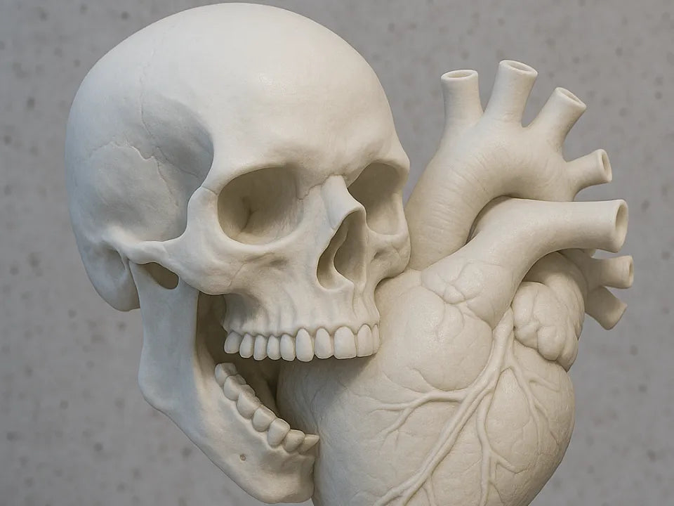 Crâne et Cœur – Sculpture Blanche - Science Print