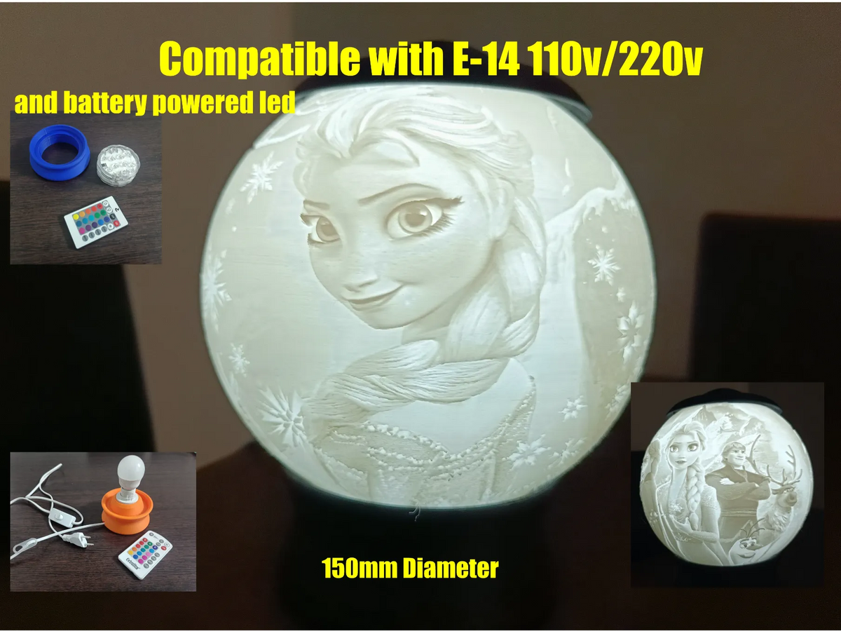 Lampe veilleuse lithophanie Noël La Reine des Neiges - Lumière Print