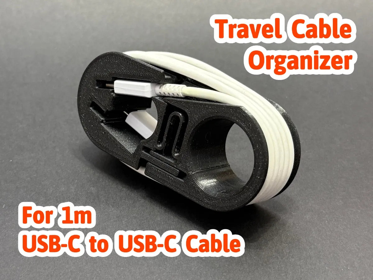 Organiseur de câble de voyage USB-C vers USB-C avec attache anti-stress - Voyage Print