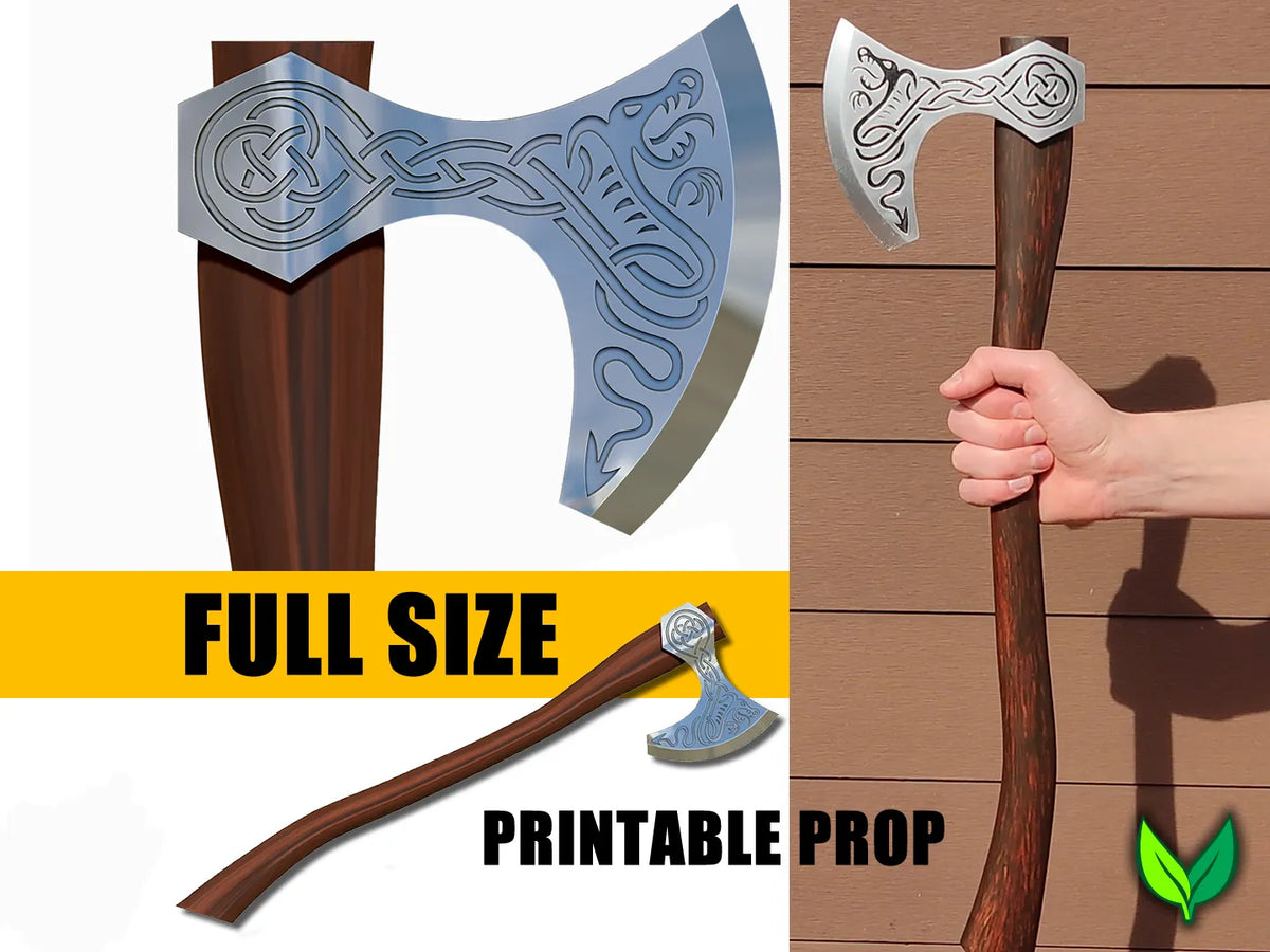 Réplique grandeur nature de hache viking imprimable en 3D pour cosplay - Maquette Print