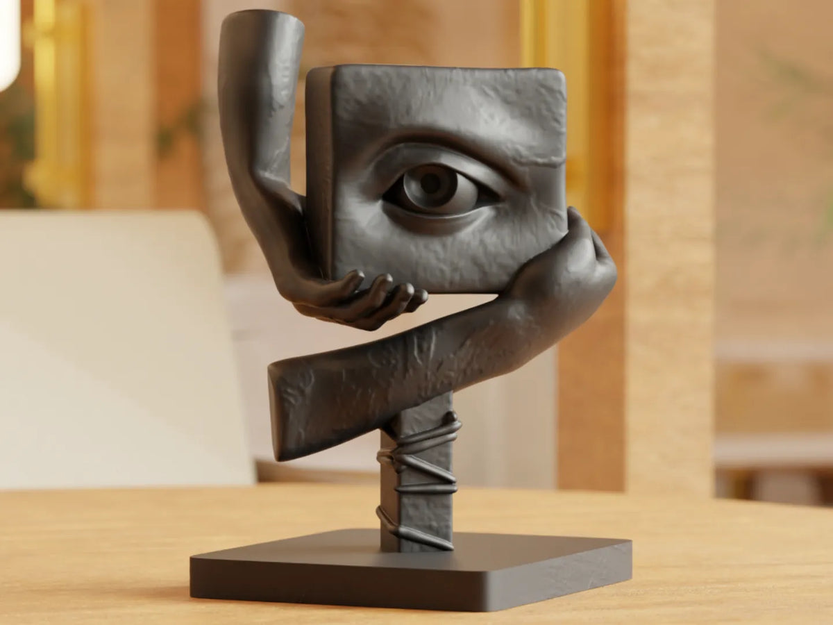 Le Témoin – Sculpture surréaliste moderne œil et main - Art Print