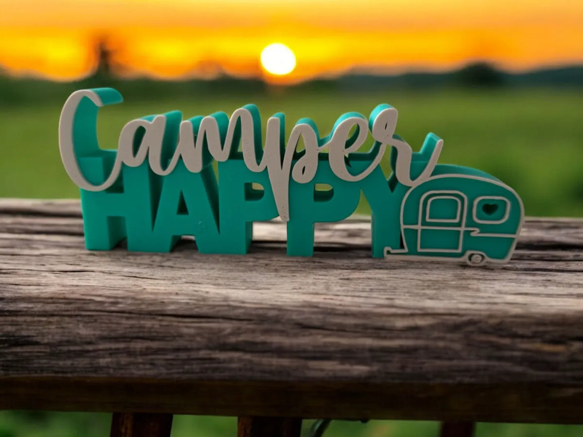 Campeur heureux – Caravane - Outdoor Print