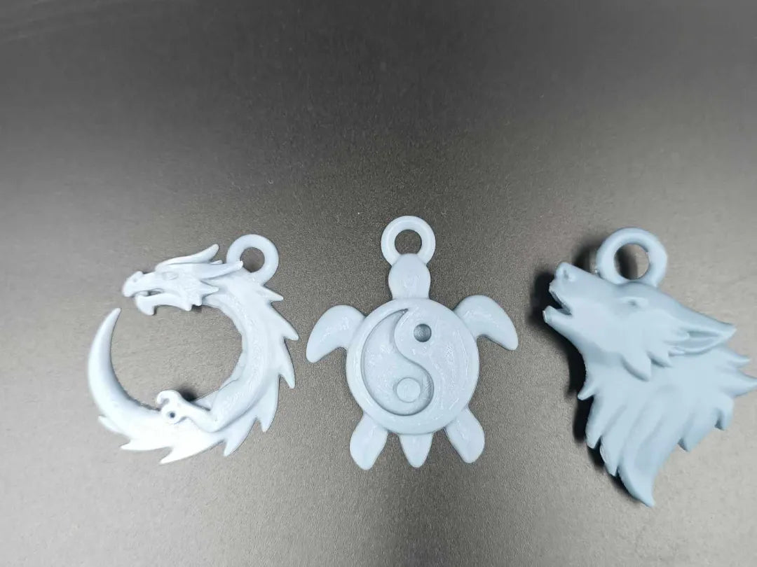 Ensemble de pendentifs - Dragon - Tortue - Loup - Yin Yang - Art Print