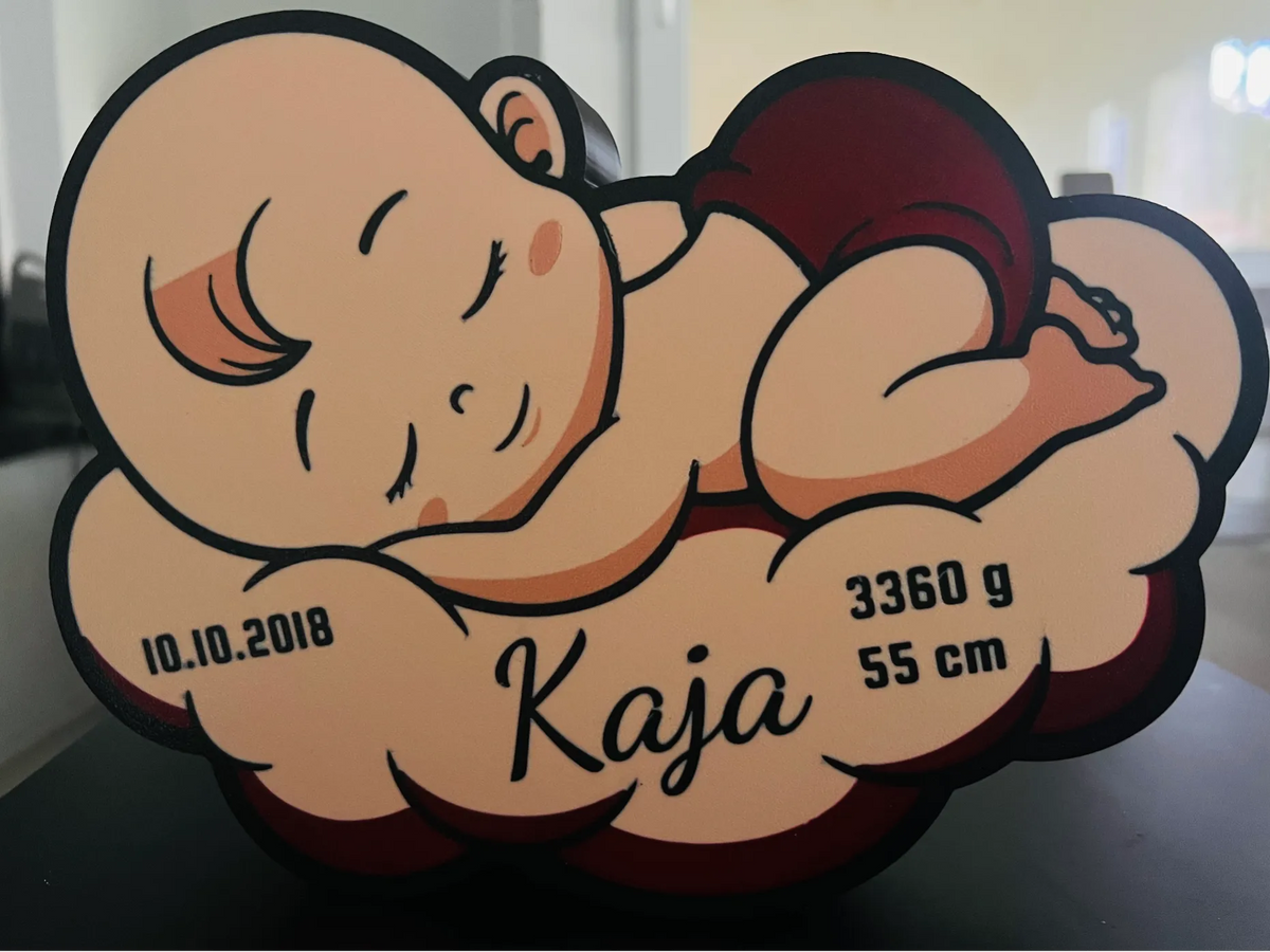 Lampe LED personnalisée pour chambre de bébé fille - Bébé Print