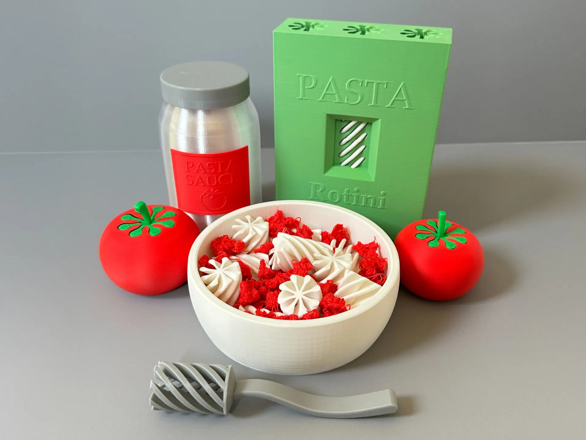 Ensemble de jeux de pâtes : boîte à pâtes, nouilles, bol et fourchette amusante - Pet Print