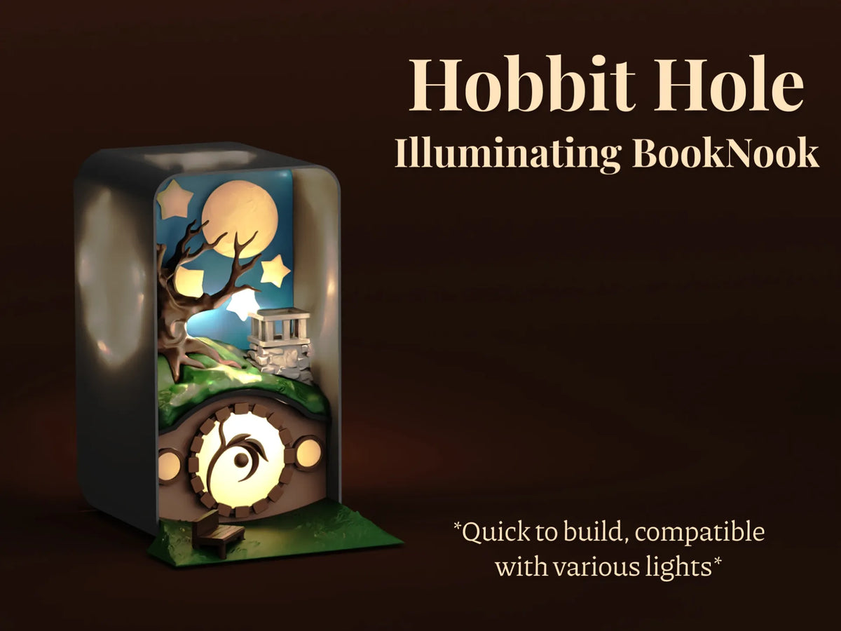 Maison du Hobbit : Niche à livres illuminée - Geek Print