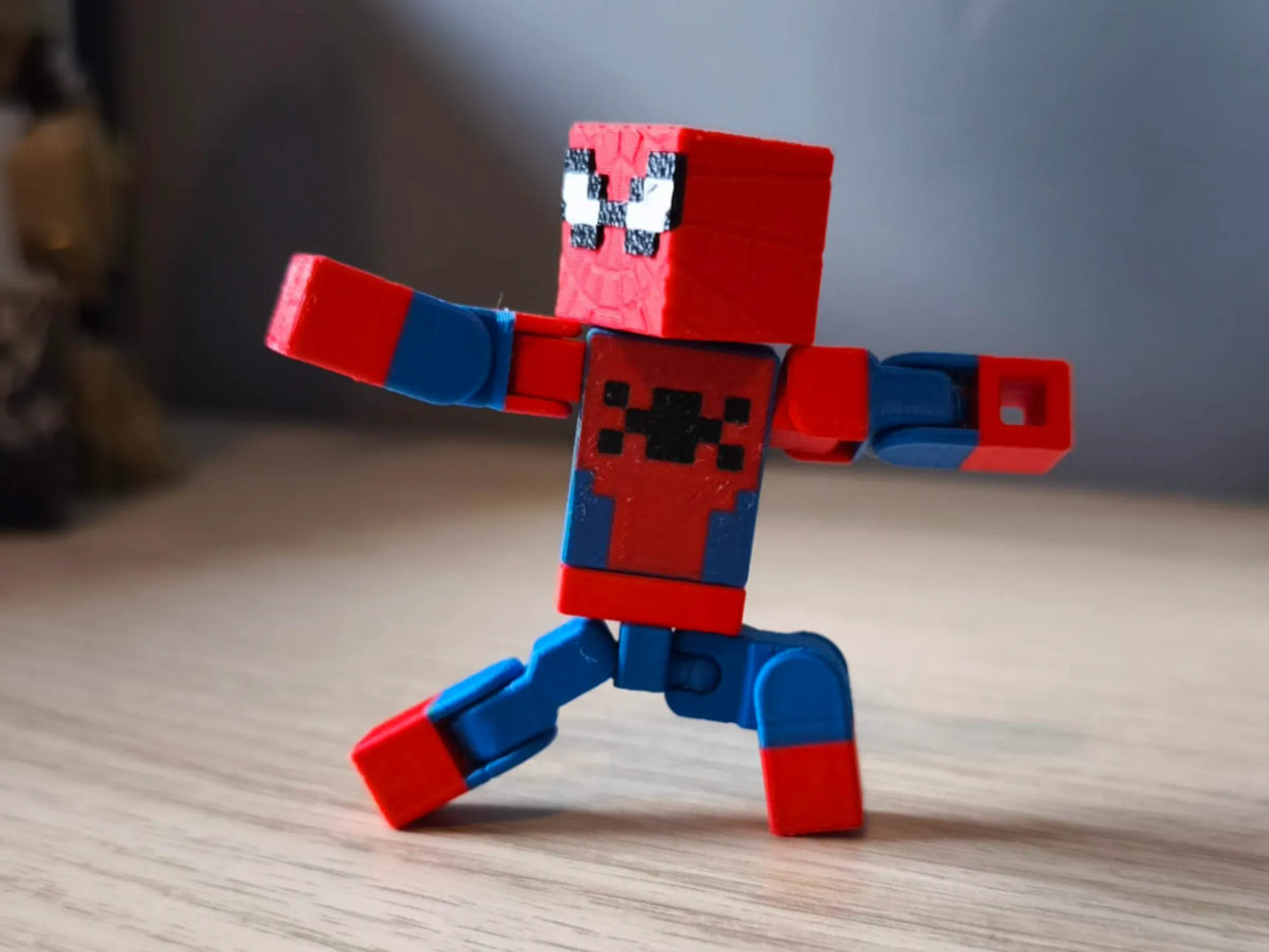 Spider-Man articulé style Minecraft - Geek Print