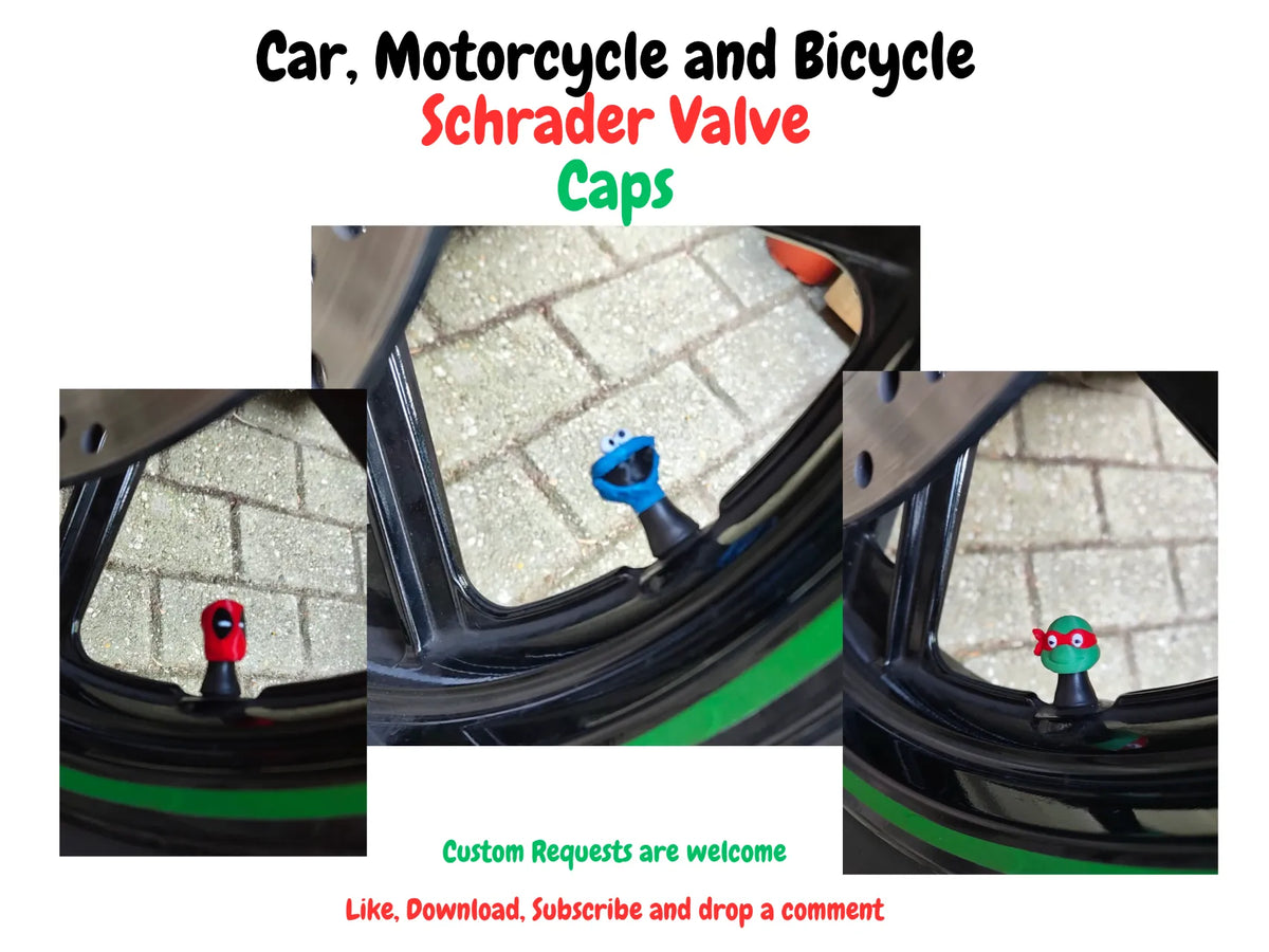 Cache-poussières de valve Schrader pour voiture, moto et vélo - Auto Print