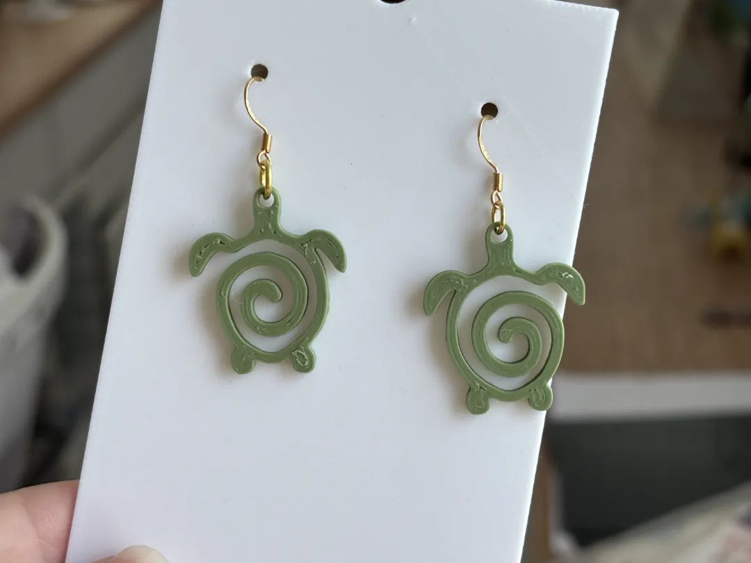 Boucles d'oreilles tortue de mer en ligne art - Bijoux Print