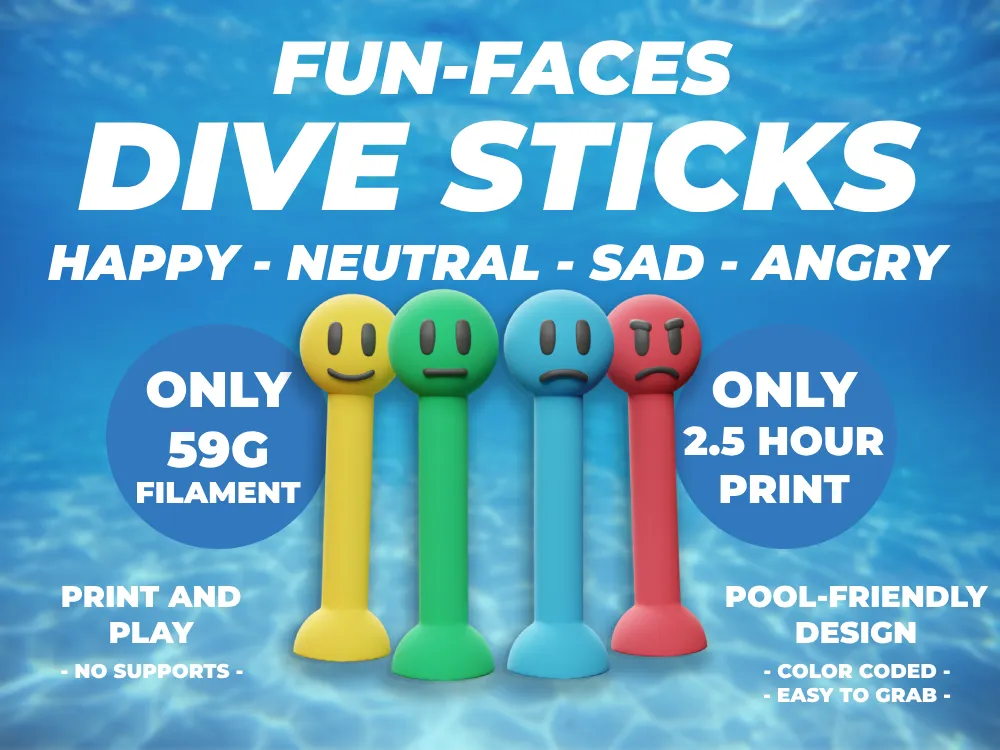 Jouets de plongée Fun-Faces - Sport Print
