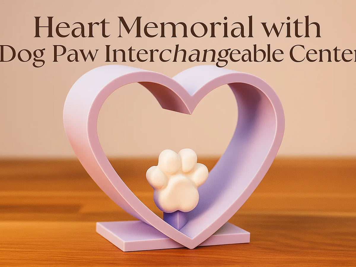 Mémorial en forme de cœur avec centre interchangeable en forme de patte de chien - Pet Print