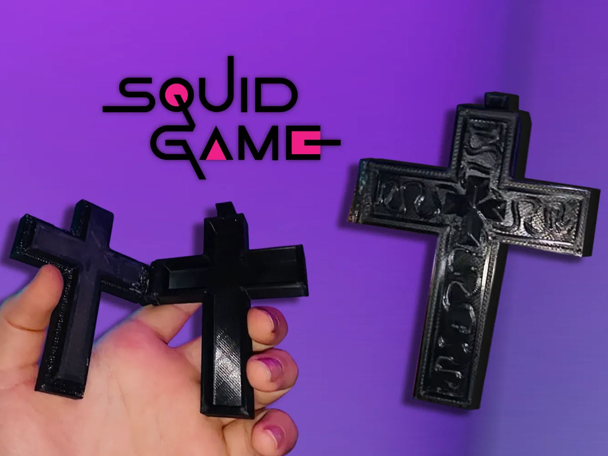 Collier croix Thanos du jeu de la pieuvre 3 avec charnière - Geek Print