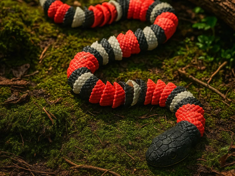 Serpent enroulé corallien – Jouet articulé flexible - Jeux Print