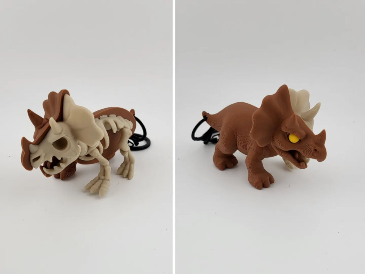 Porte-clés Kawaii Tricératops, adorable charme dinosaure - Bijoux Print