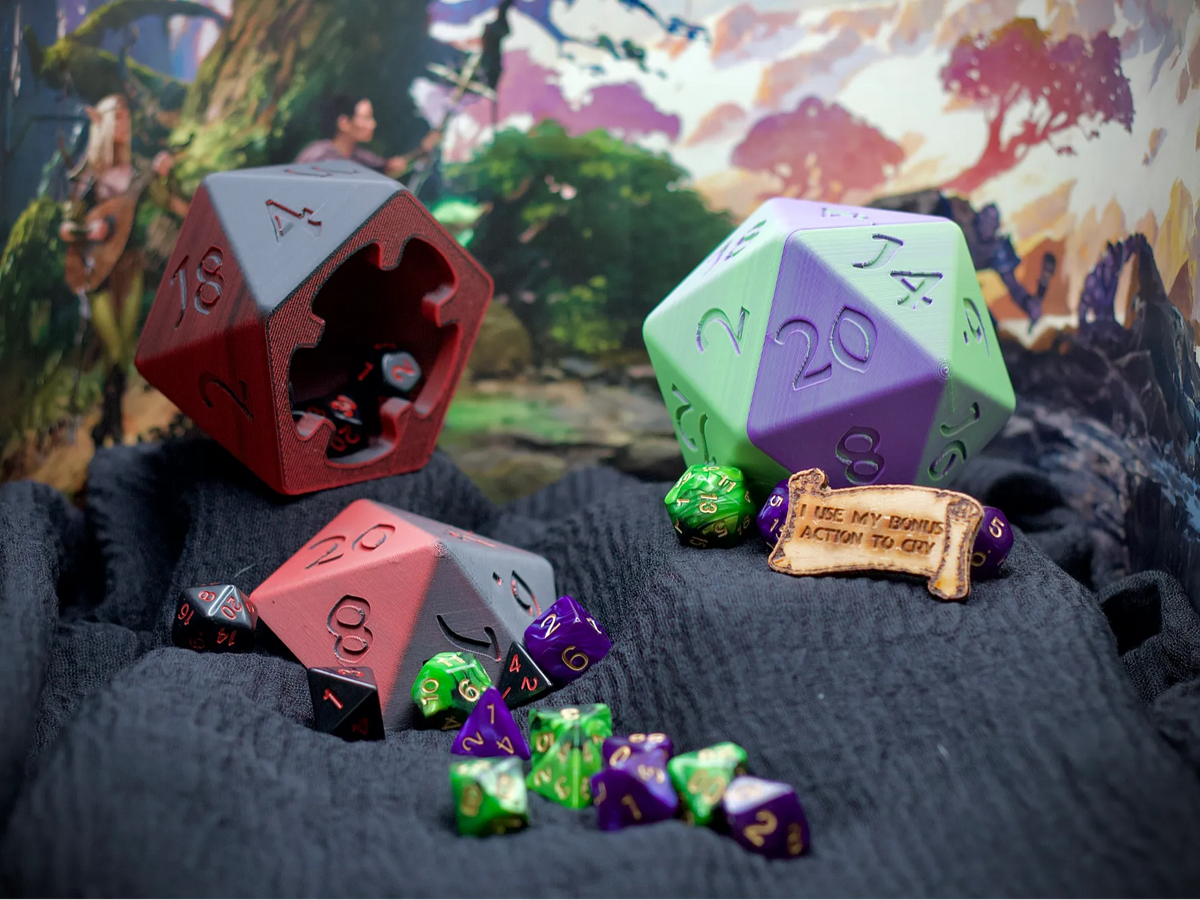 Porte-dés D20 avec couvercle magnétique – Contient 28 - Jeux Print