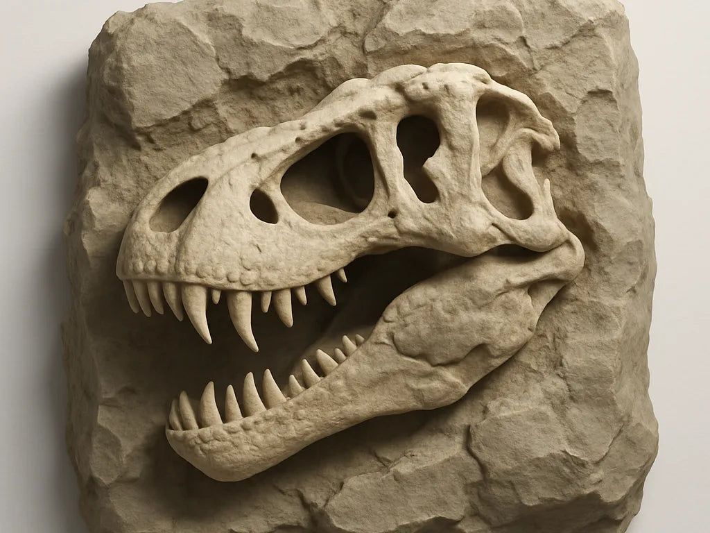 Crâne de T-Rex fossile enchâssé dans la pierre - Maquette Print