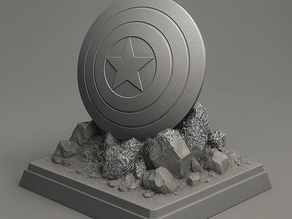 Bouclier de Captain America dans le sol - Geek Print