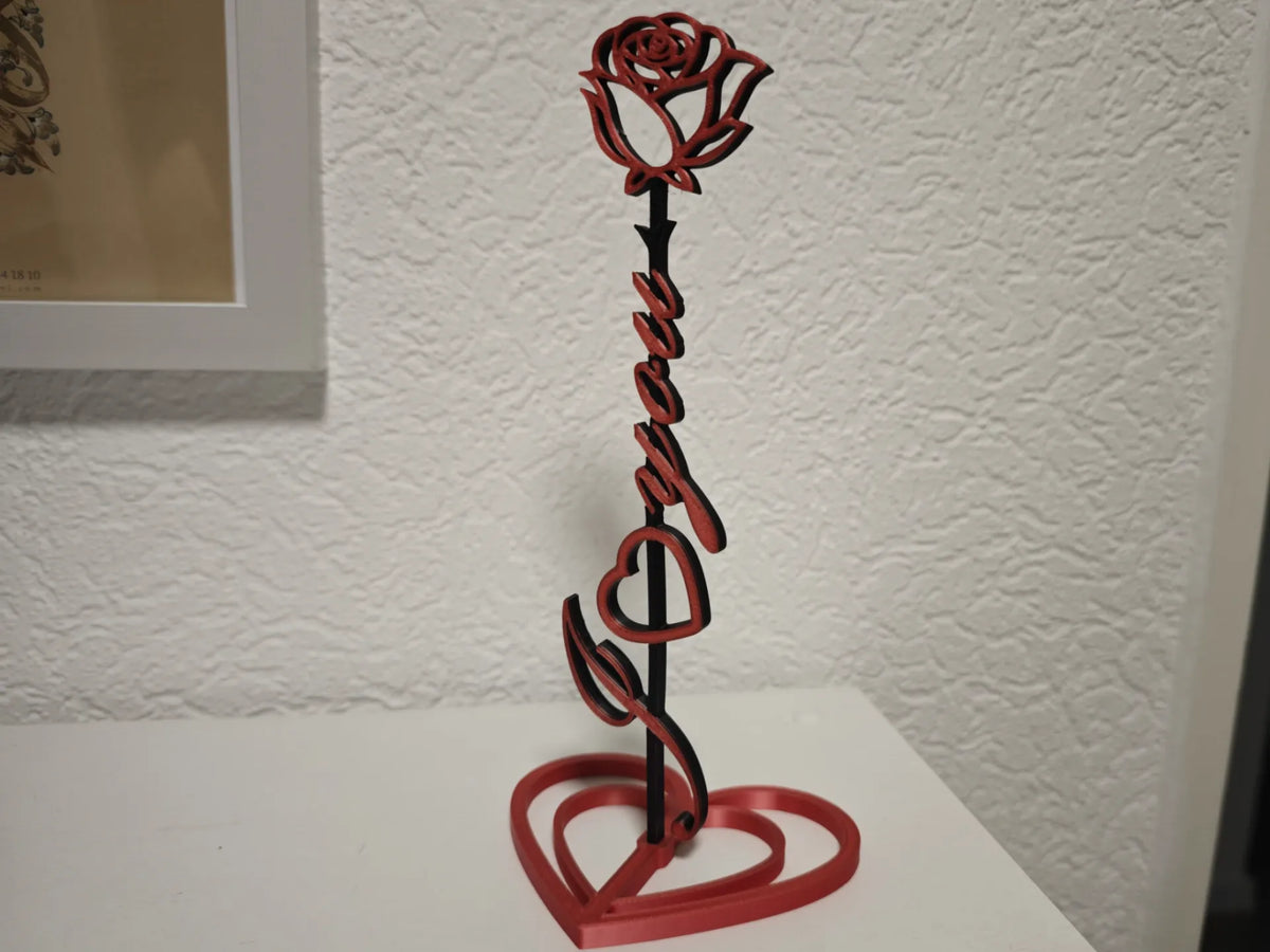 Rose Je t'aime avec cœur - Fêtes Print
