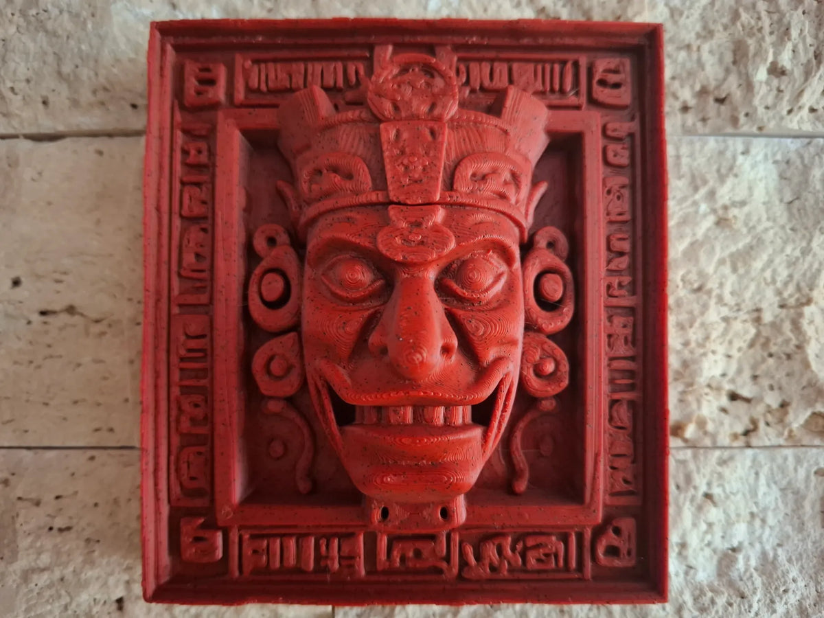 Sculpture Murale Ancienne Maya – Visage Ancêtre Royal - Maquette Print