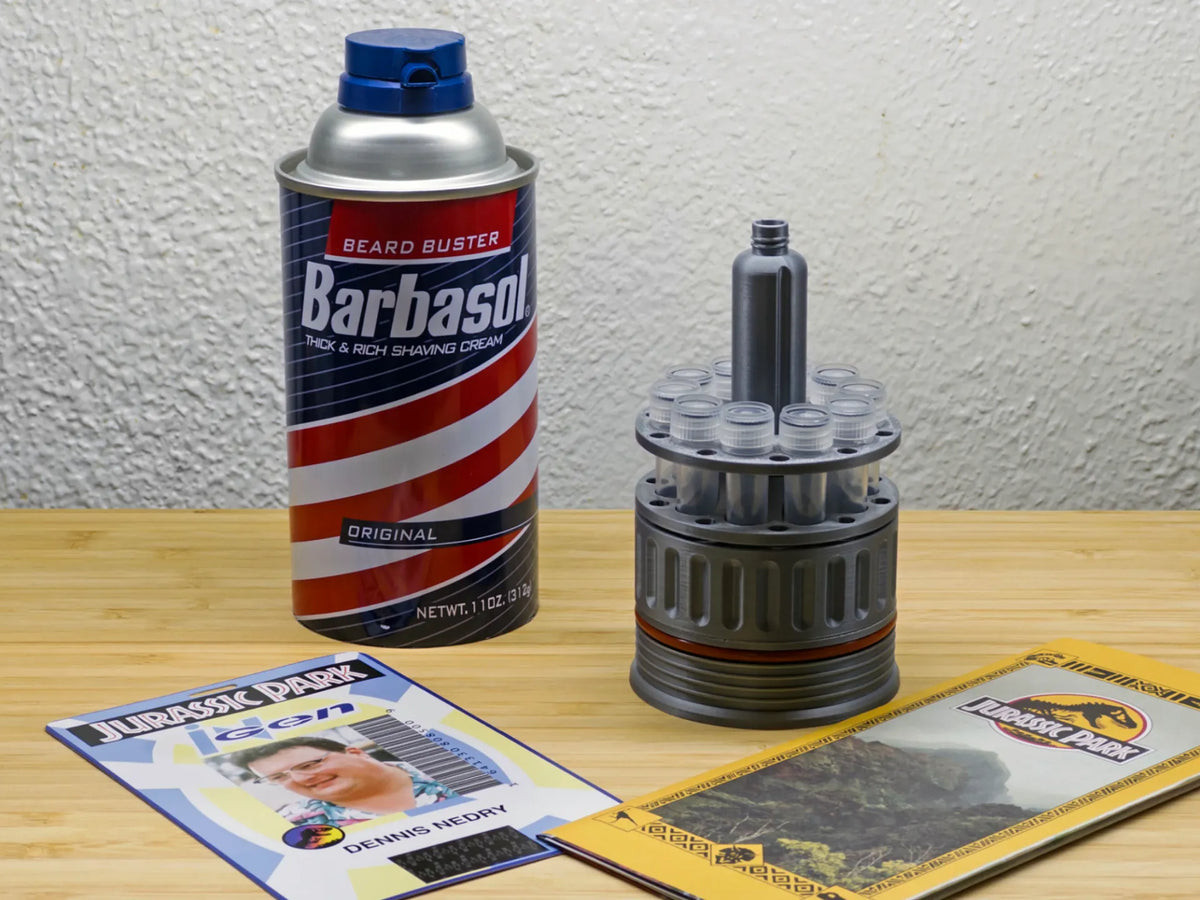Réplique de la Cryo-Can de Jurassic Park de Barbasol - Geek Print