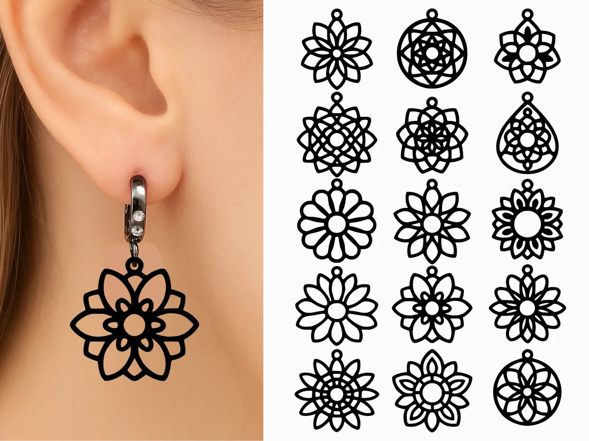 Ensemble de boucles d'oreilles mandala - Bijoux Print