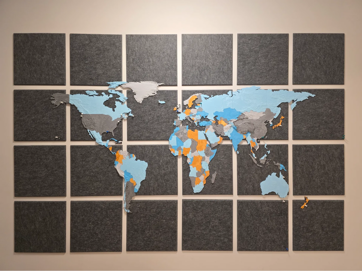 Carte du monde - du terrain 3D 5 couleurs - Voyage Print