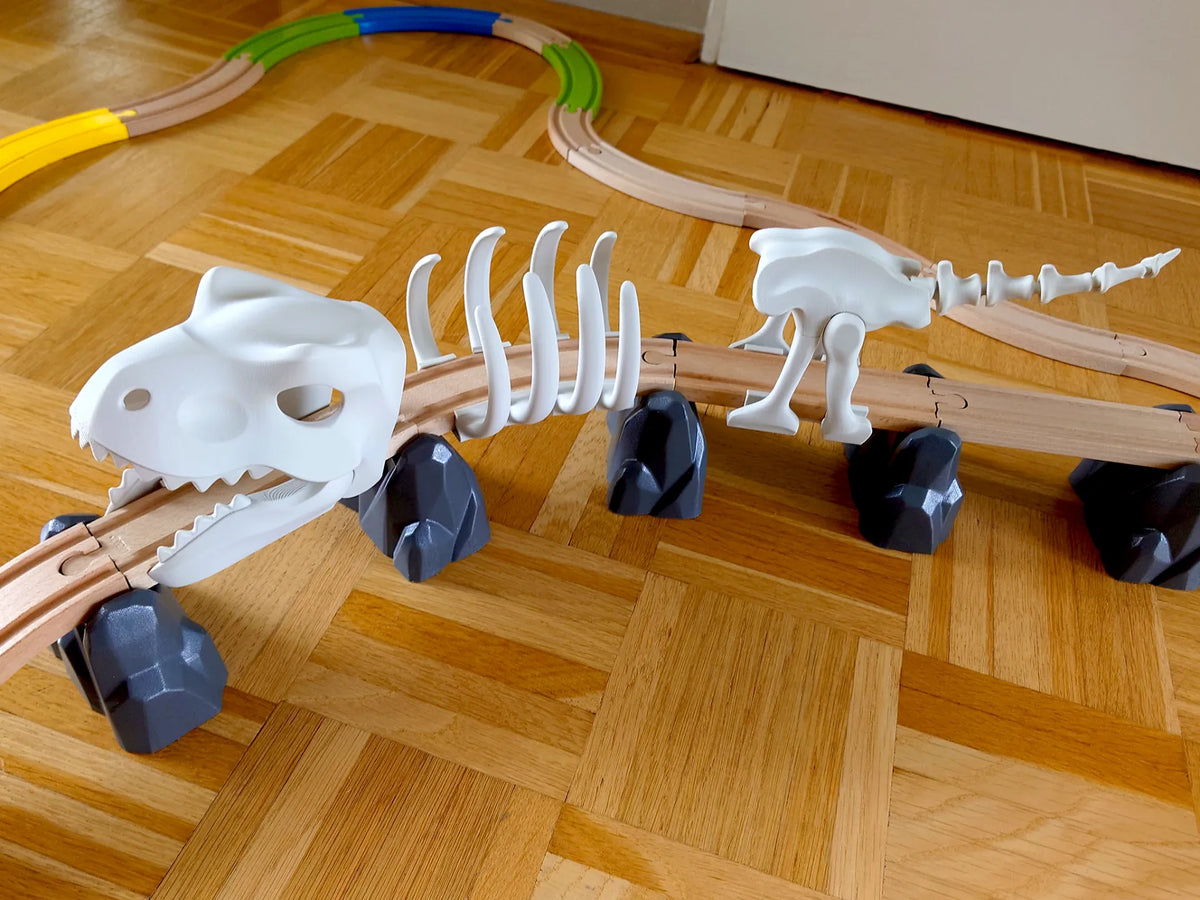 Squelette de T-Rex pour train en bois - Maquette Print