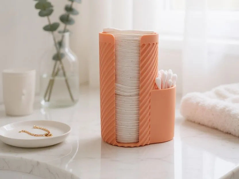 Organisateur moderne nervuré pour cotons-tiges et disques de coton - Beauté Print