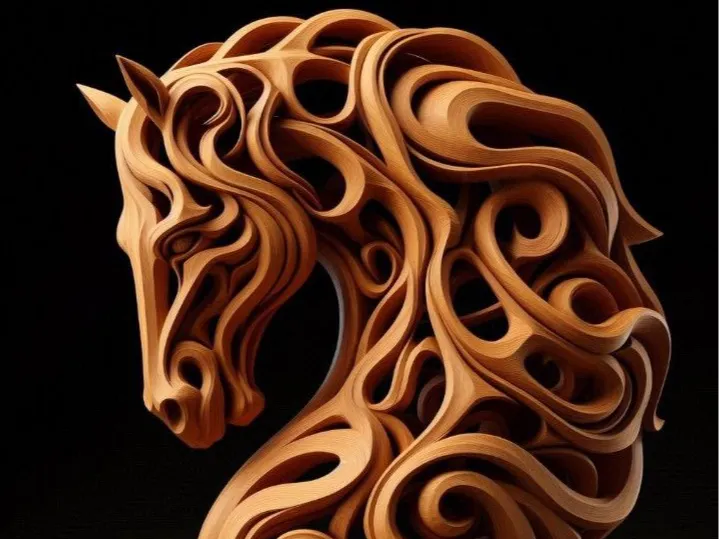 Cheval Abstrait - Sculpture Décorative - Art Print