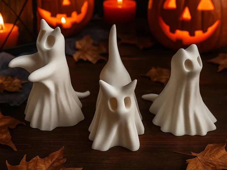 Chats Fantômes – Adorables Figurines d'Halloween - Figurine Print