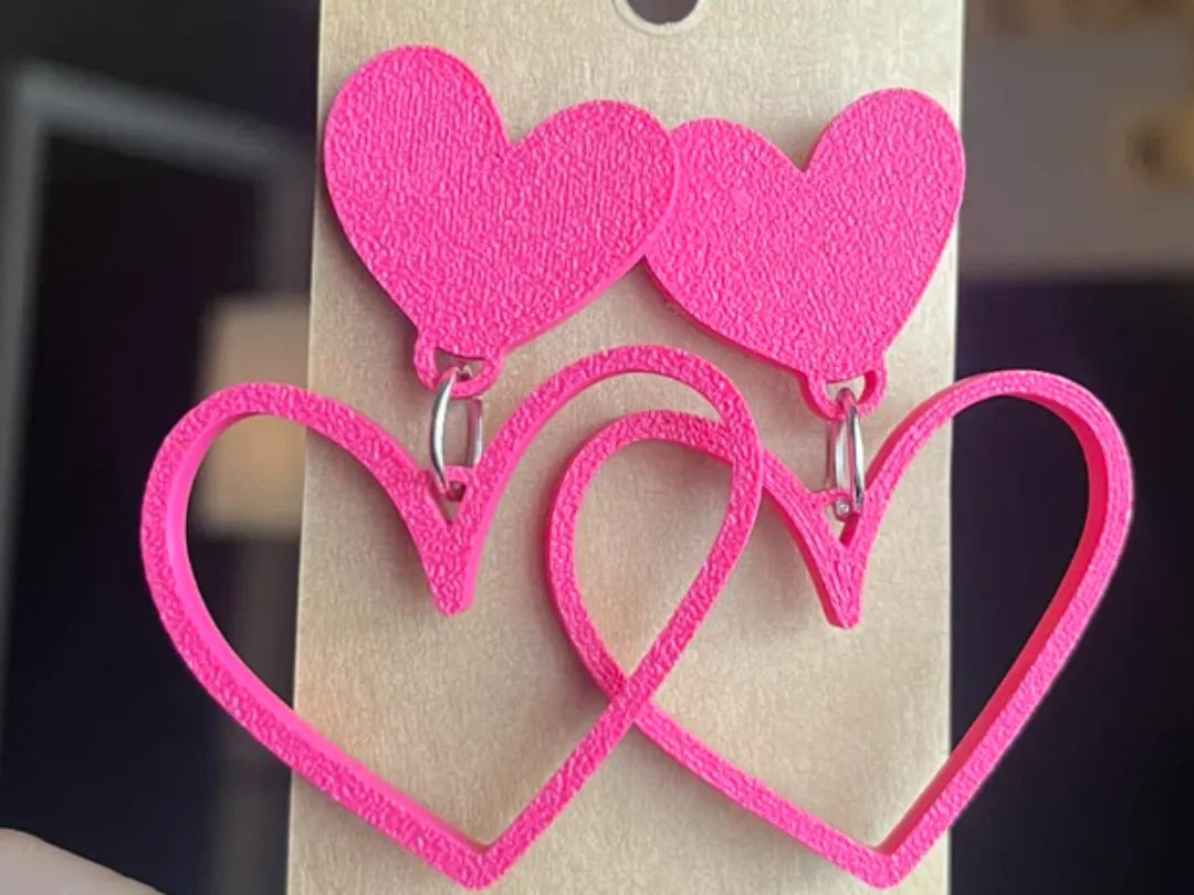 Boucles d'oreilles pendantes Cœur : Saint-Valentin - Bijoux Print