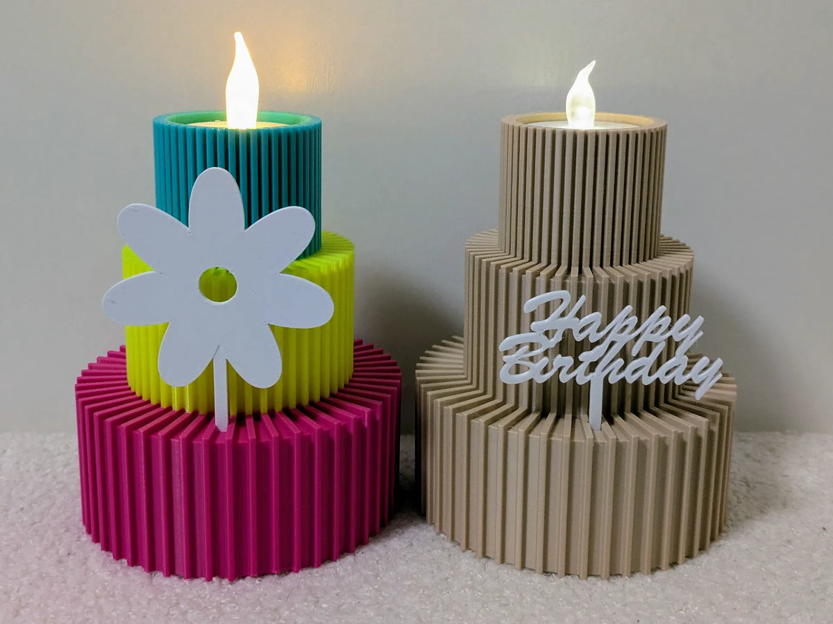 Support de Bougie Chauffe-plat Gâteau d'Anniversaire avec 2 Décorations Supérieures - Fêtes Print