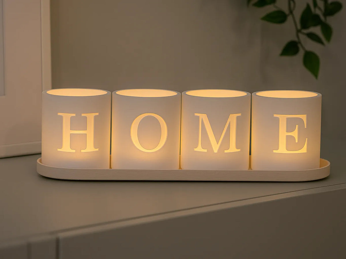 Photophores LED sur plateau "Home" - Lumière Print