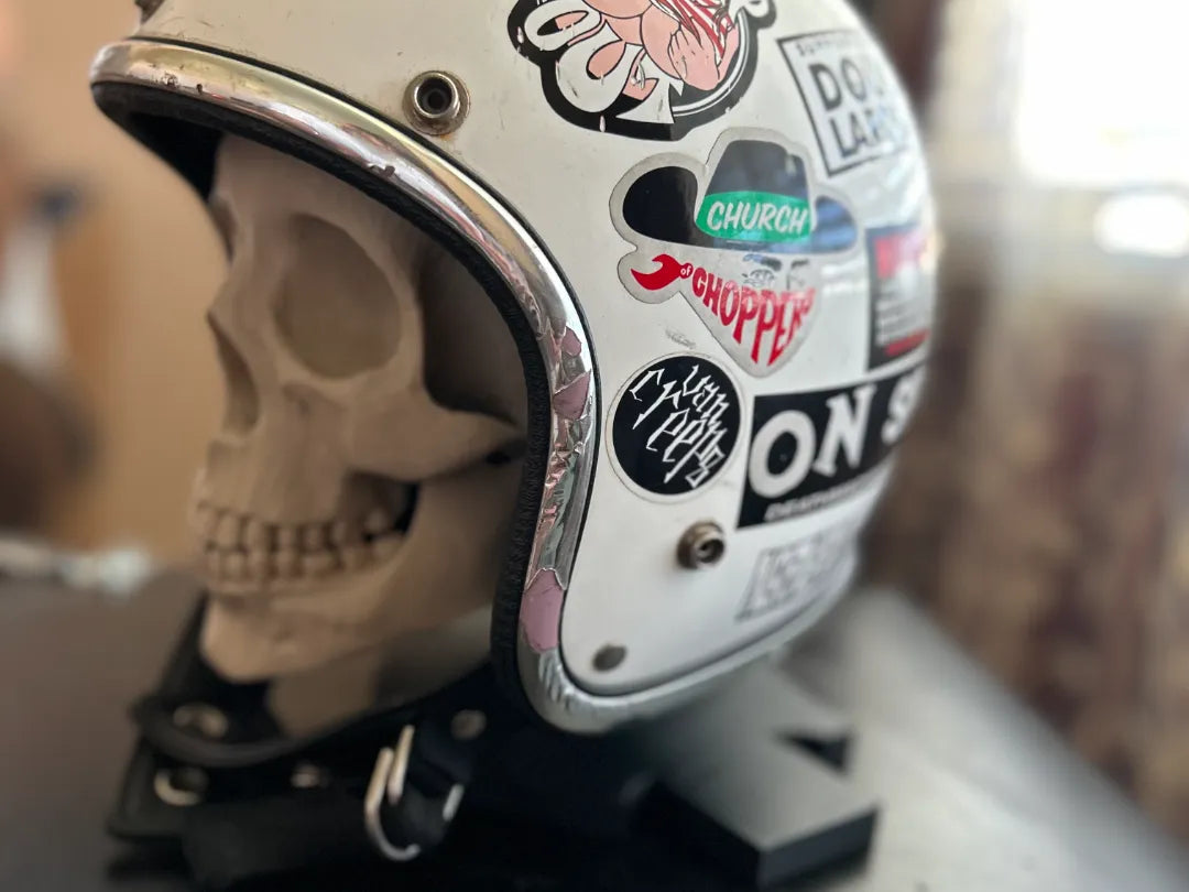 Support de bureau ou mural pour casque Tête de mort - Vélo Print