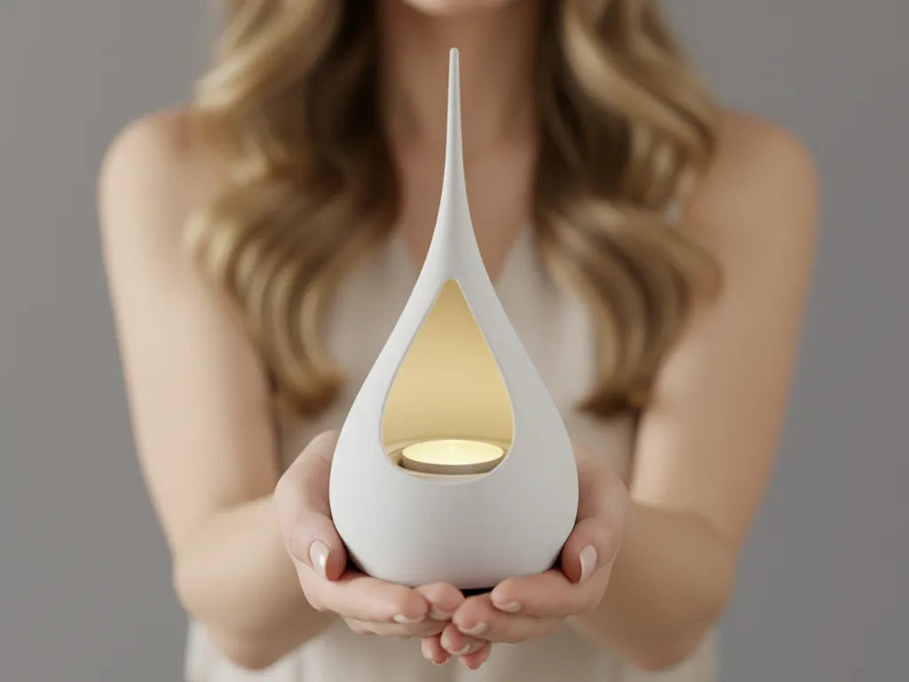Porte-bougie LED chauffe-plat en forme de goutte - Lumière Print