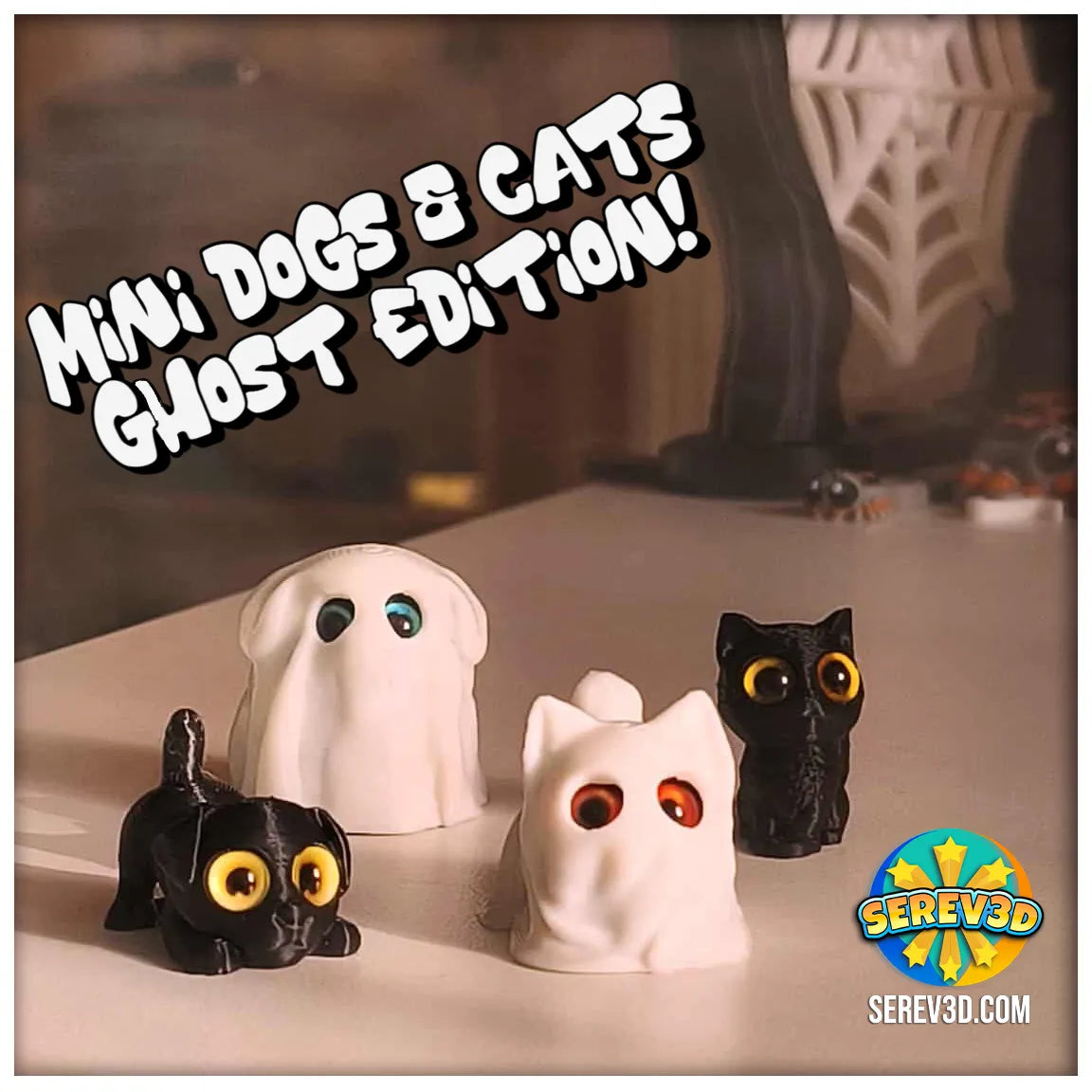 Mini chat en costume de fantôme - Serev3d - Fêtes Print