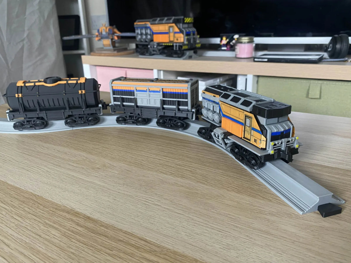 Wagon de train satisfaisant + voies - Maquette Print