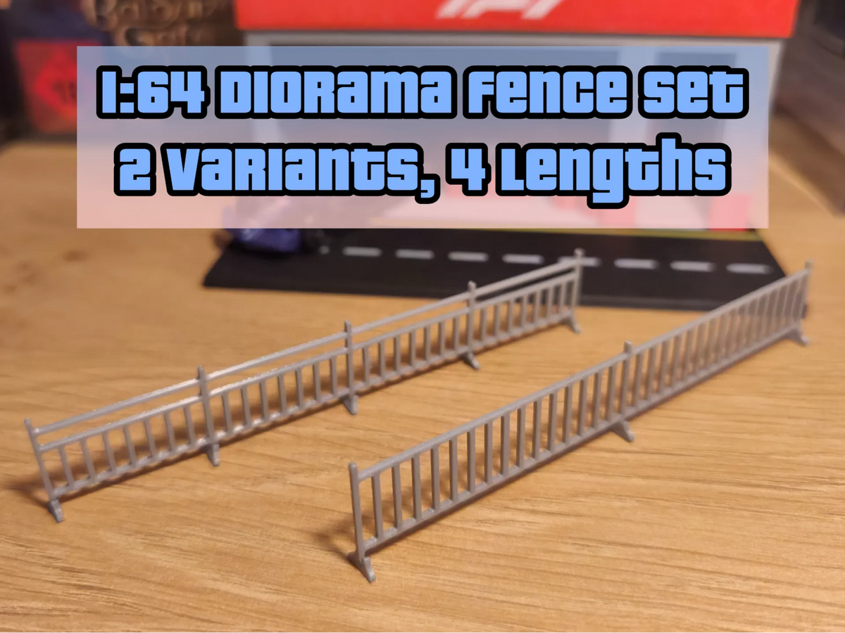 Ensemble de clôtures de diorama 1:64 – 2 variantes, 4 longueurs - Maquette Print
