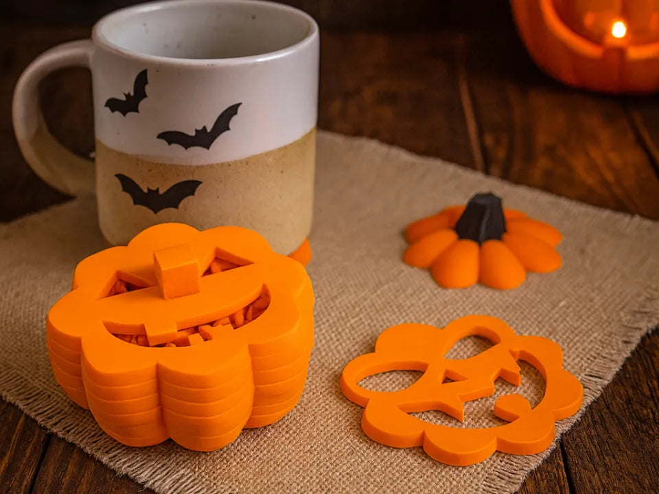 Sous-verres Citrouille Jack-O'-Lantern empilables - Fêtes Print